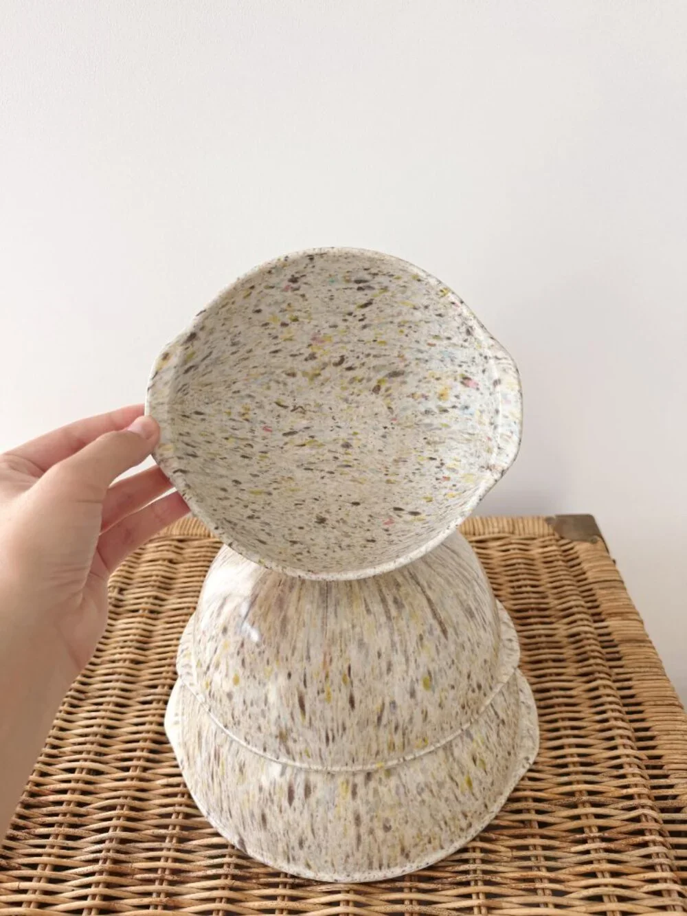 Vintage Set of 3 Melamine Confetti Splatter Nesting Bowls